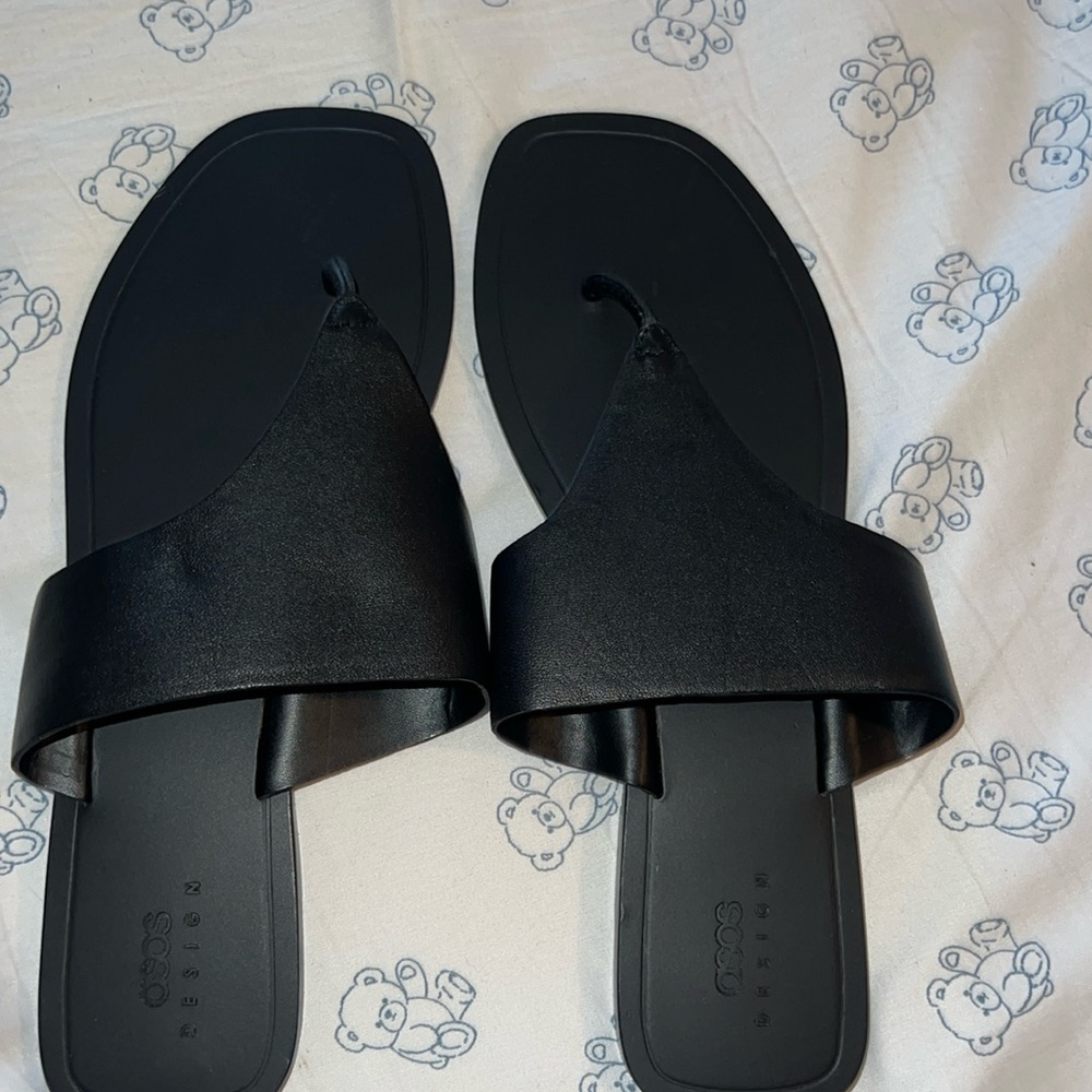 ASOS black T-strap sandals